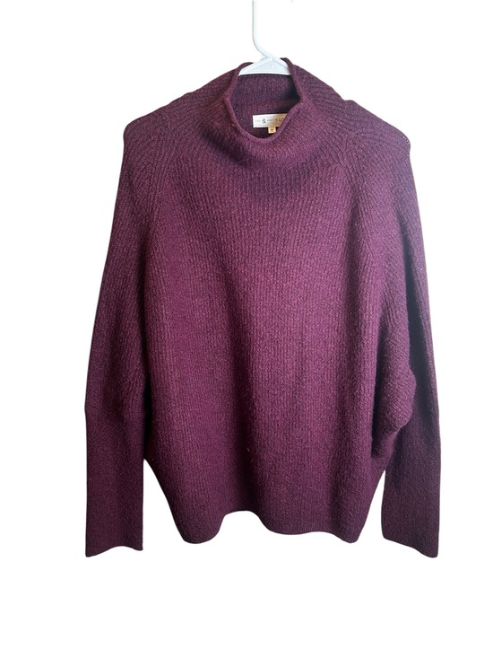 Lou & Grey Sweaters - Lou & Grey Plum Burgundy Mock Neck Dolman Sleeve Sweater Size Med Oversized
